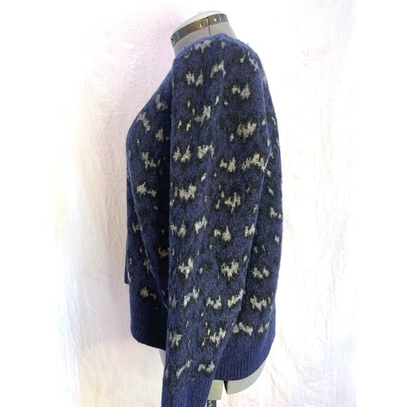 Athleta Hawthorn Sweater, Women's 2XL, Wool Blend Animal Print Pullover Blue - Picture 4 of 8